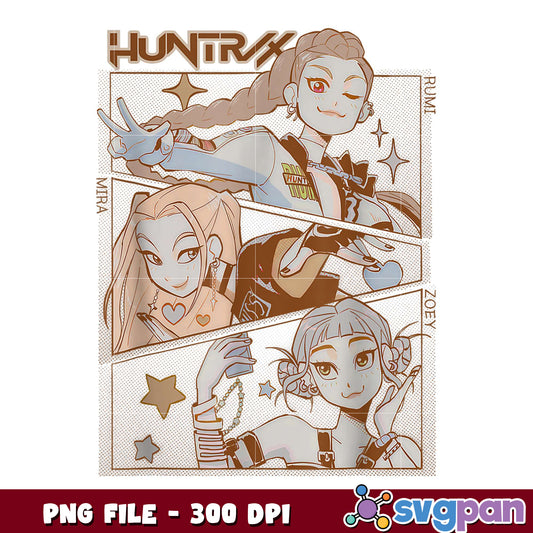 Huntrix members logo png, huntrix and saja png, kpop band png