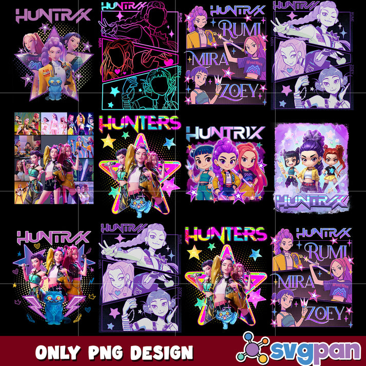 Huntrix poster png bundle, kpop demon hunters png, huntrix kpop png ...