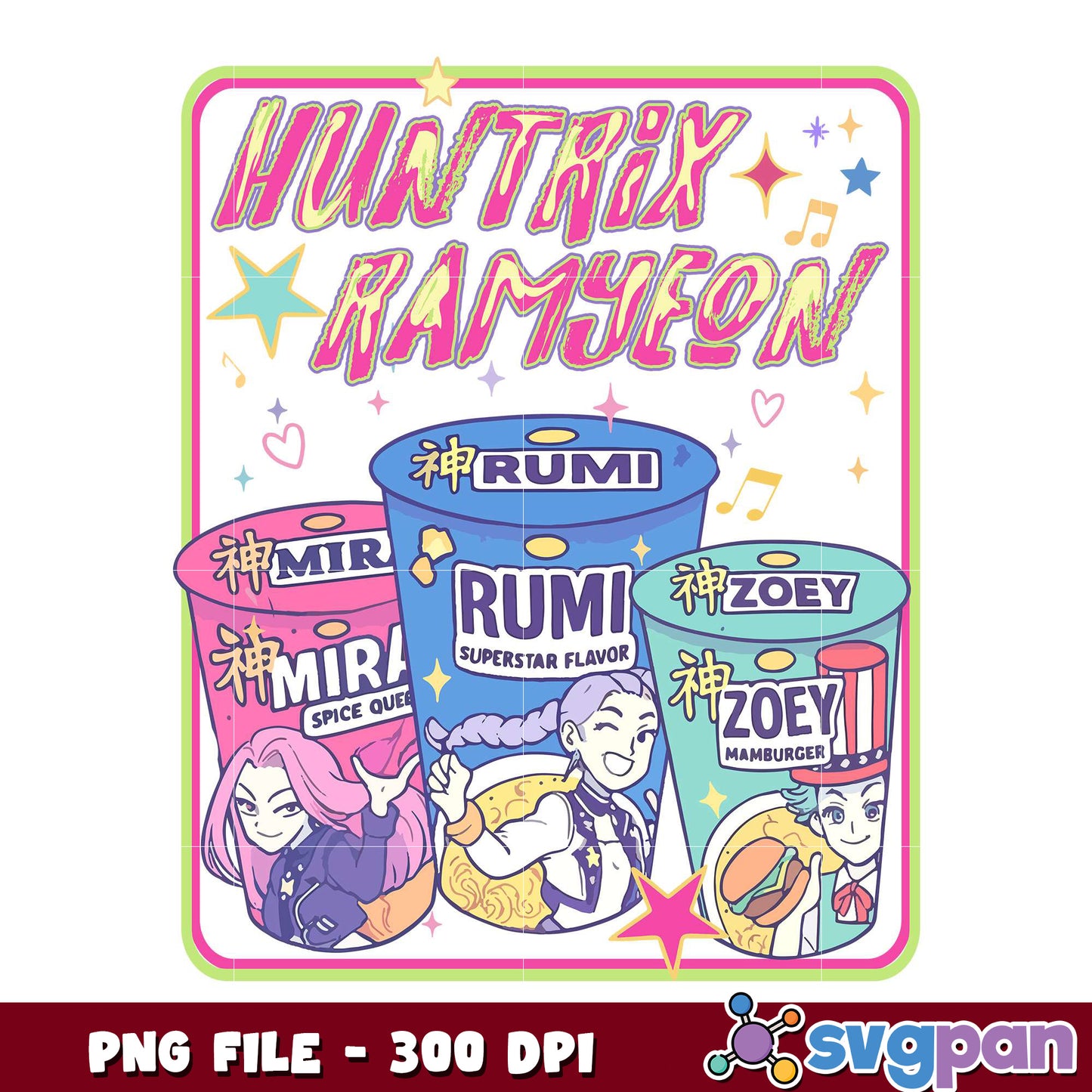 Huntrix ramyeon png, ramyeon huntrix png, huntrix kpop png