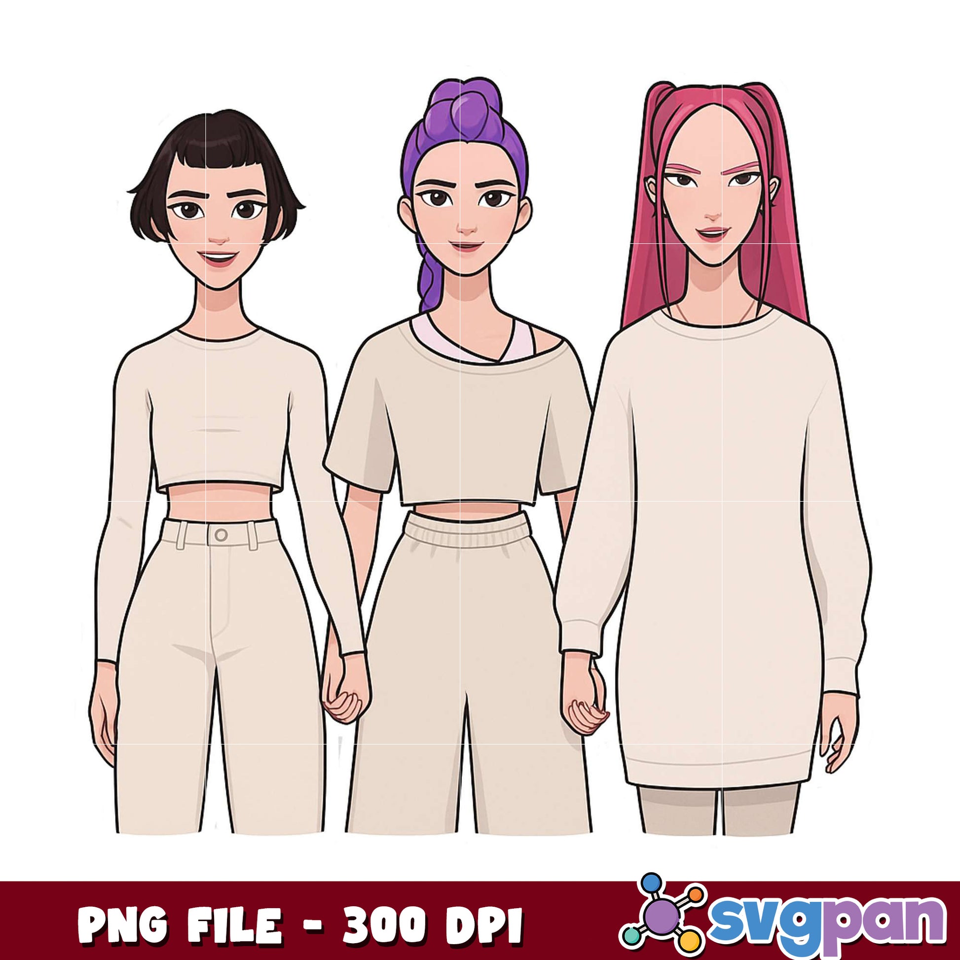 Huntrix young design png, chibi anime png, cute girl png