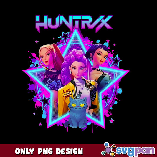 Huntryx Neon Retro PNG, Girl Group Characters PNG, Huntryx Bundle PNG