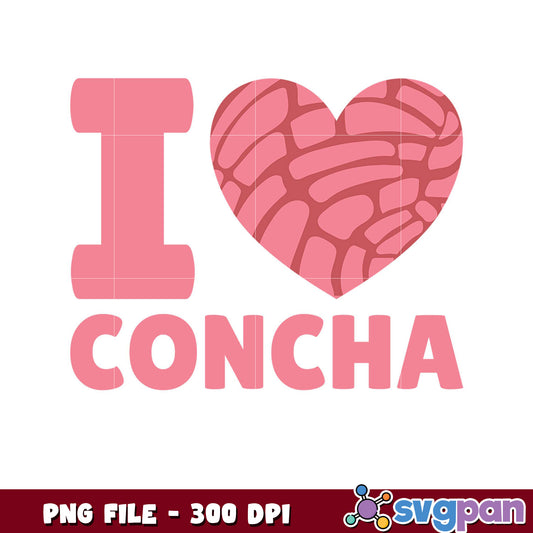 I Love Concha Graphic Design PNG File, Perfect for Printing