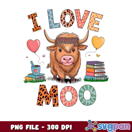 I Love Moo Cow Design, Perfect for Fun Apparel and Decor