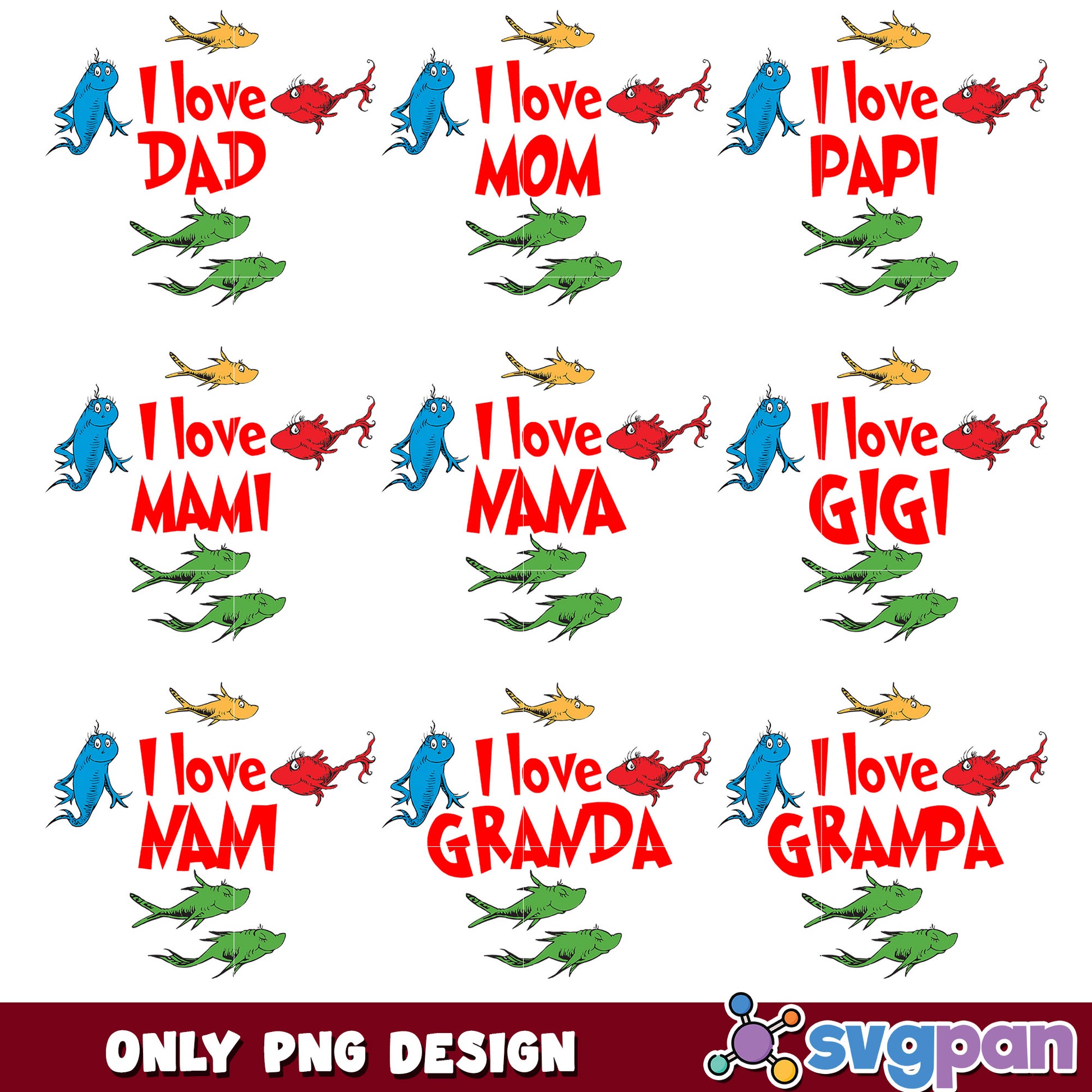 I Love You Grandparents PNG Bundle