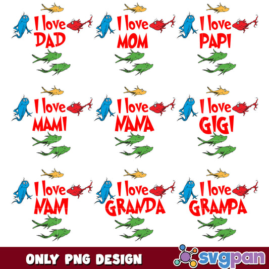 I Love You Grandparents PNG Bundle