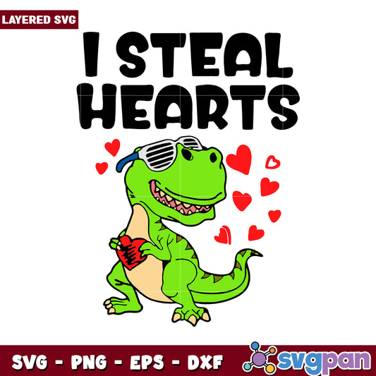 I Steal Hearts Dinosaur Design, Perfect for SVG Craft Projects