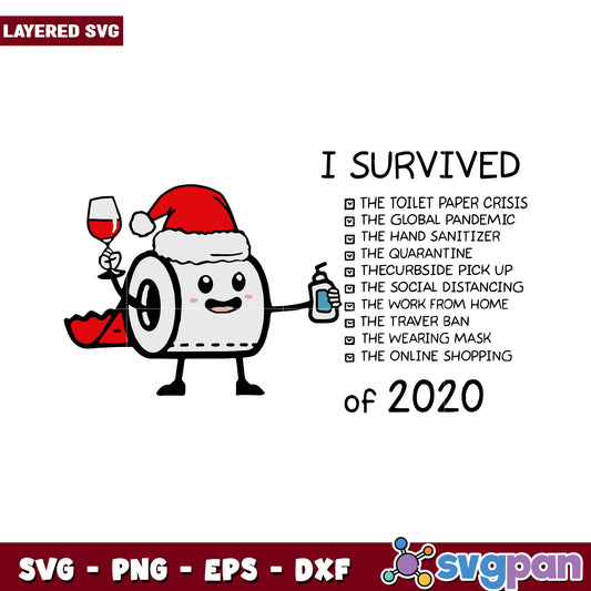 I Survived 2020 Christmas SVG Design, Fun Quarantine Memories SVG