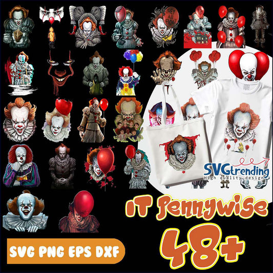 IT Pennywise Bundle 48+ PNG SVG EPS DXF