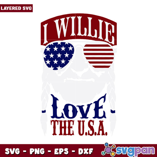 I Willie Love the USA SVG Design for Crafting Projects, Perfect for DIY Decor