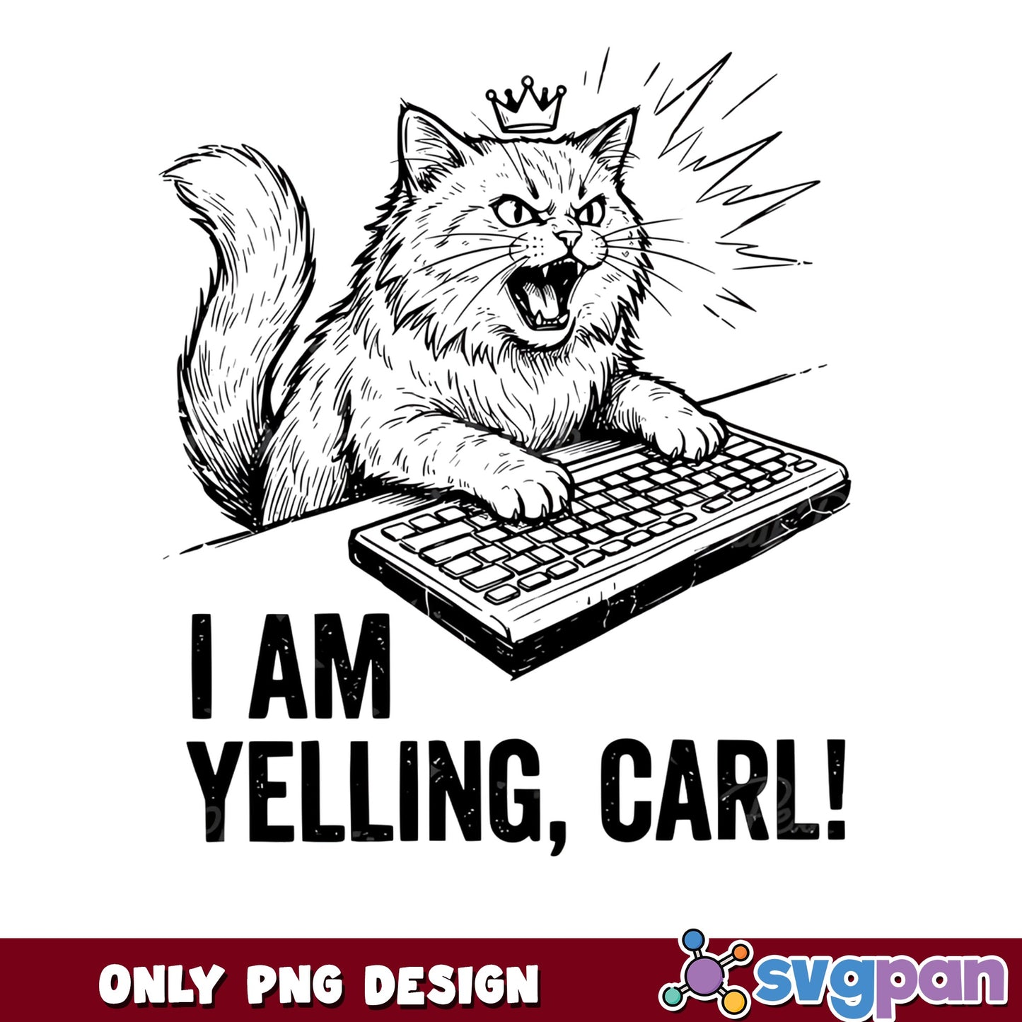 I Am Yelling Carl Funny Cat PNG, Angry Cat Meme PNG, Cat Keyboard PNG