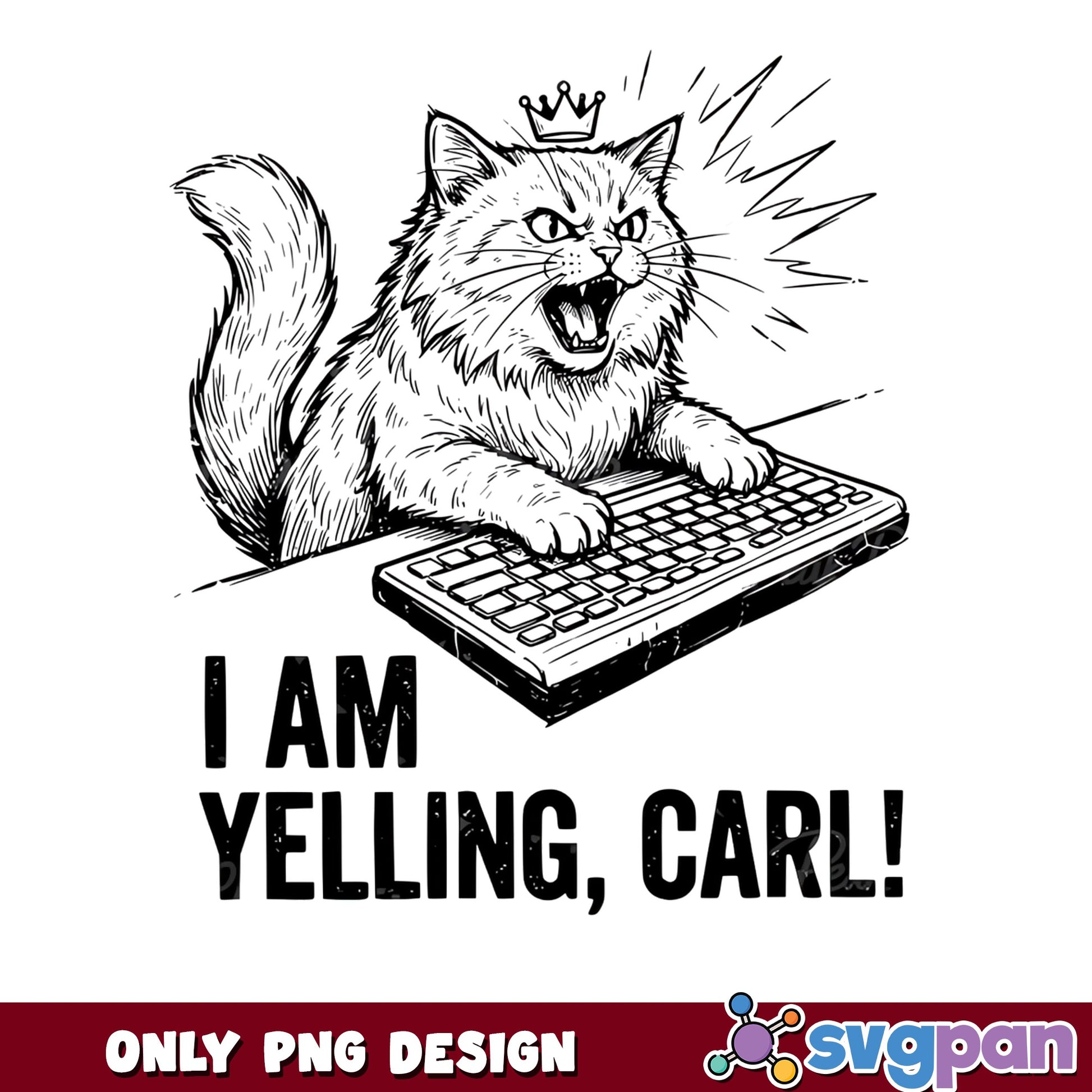 I Am Yelling Carl Funny Cat PNG, Angry Cat Meme PNG, Cat Keyboard PNG