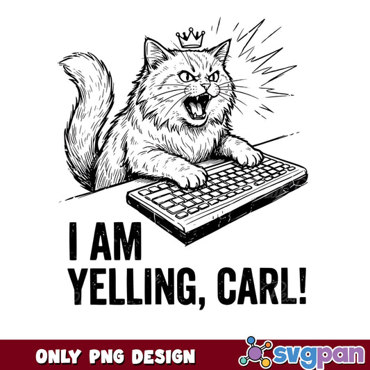 I Am Yelling Carl Funny Cat PNG, Angry Cat Meme PNG, Cat Keyboard PNG