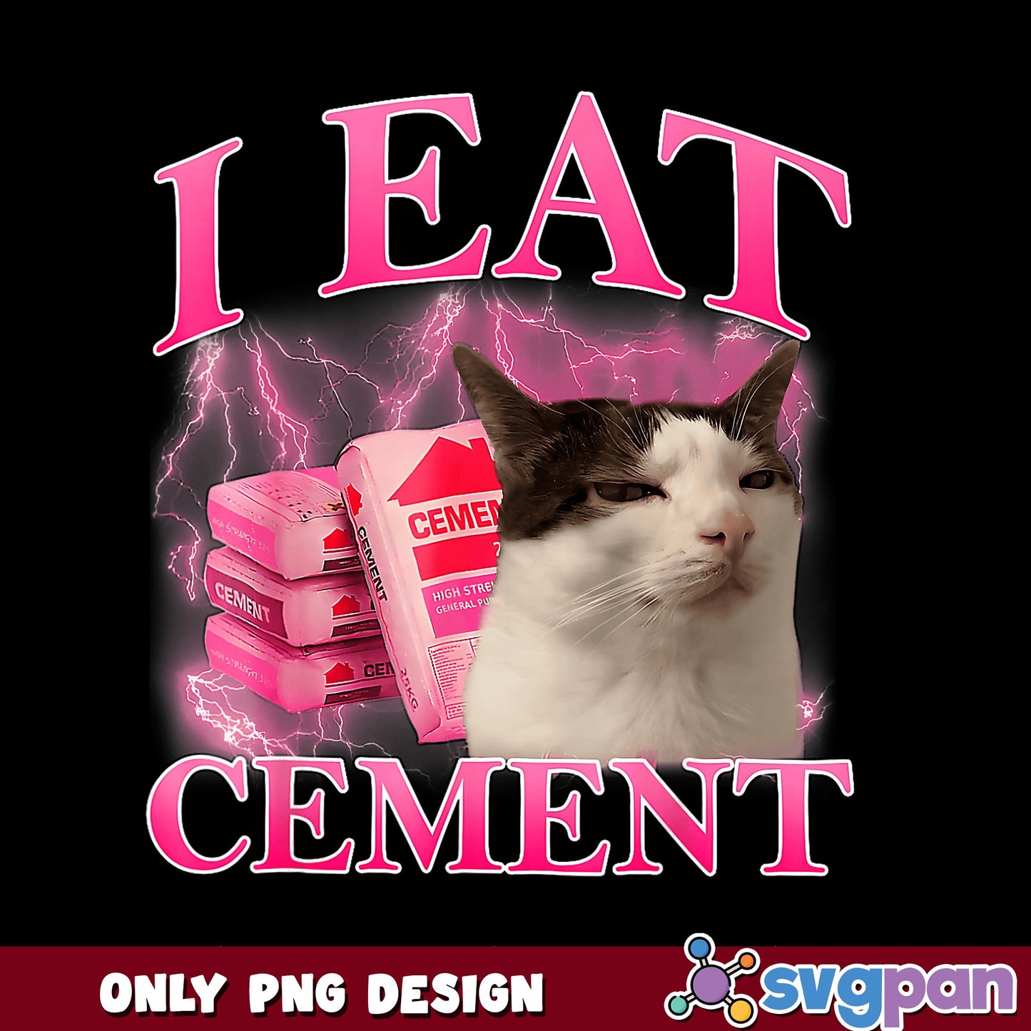 I Eat Cement Funny Cat Meme PNG, Weird Cat PNG, Cursed Cat PNG