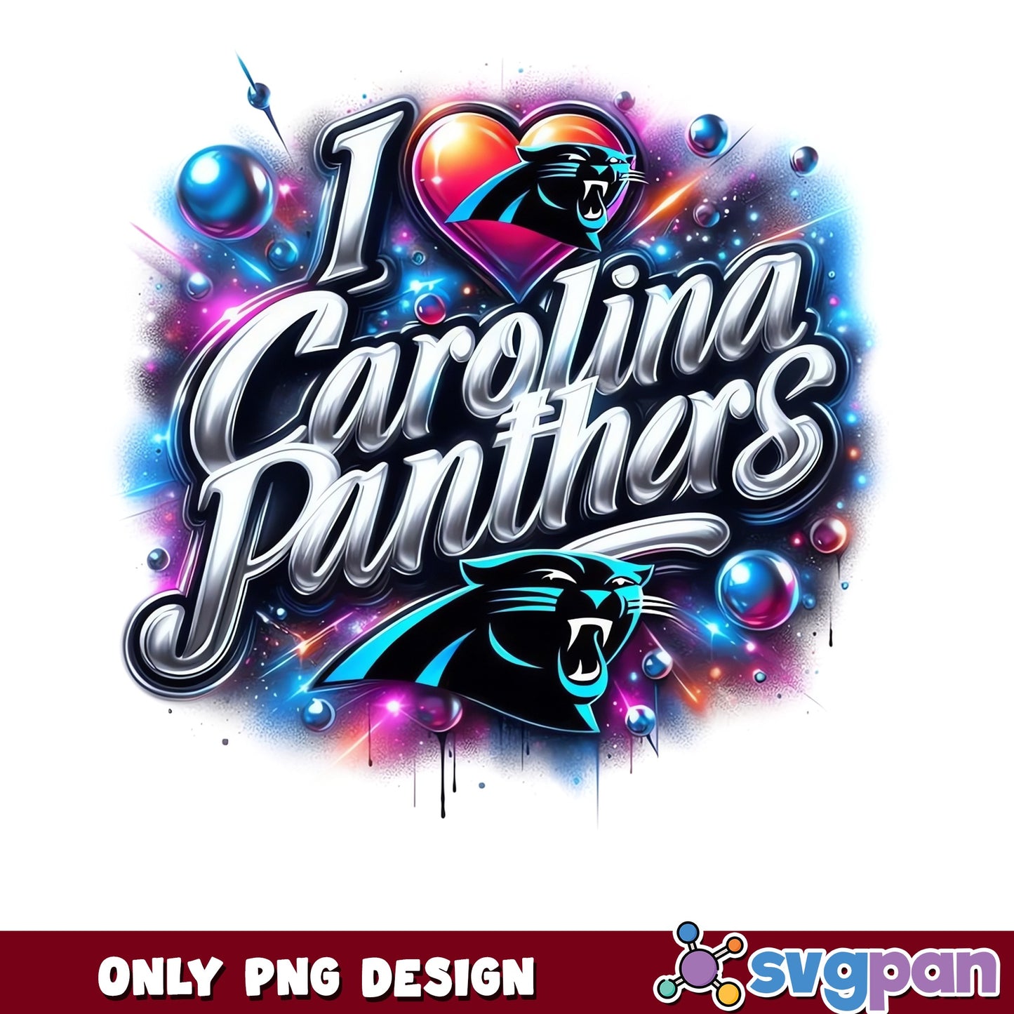 I Love Carolina Panthers PNG, NFL Football Fan Shirt, PNG