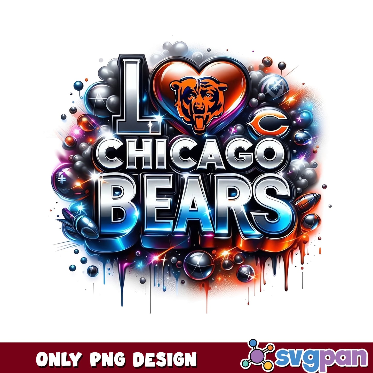 I Love Chicago Bears PNG, Bears Football Fan PNG, NFL PNG
