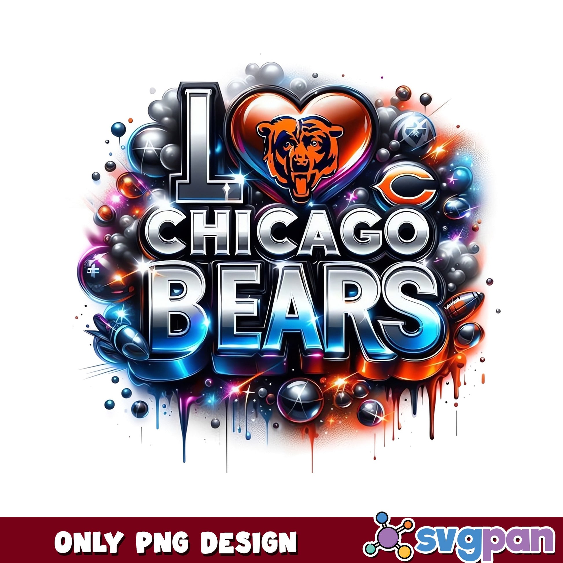 I Love Chicago Bears PNG, Bears Football Fan PNG, NFL PNG