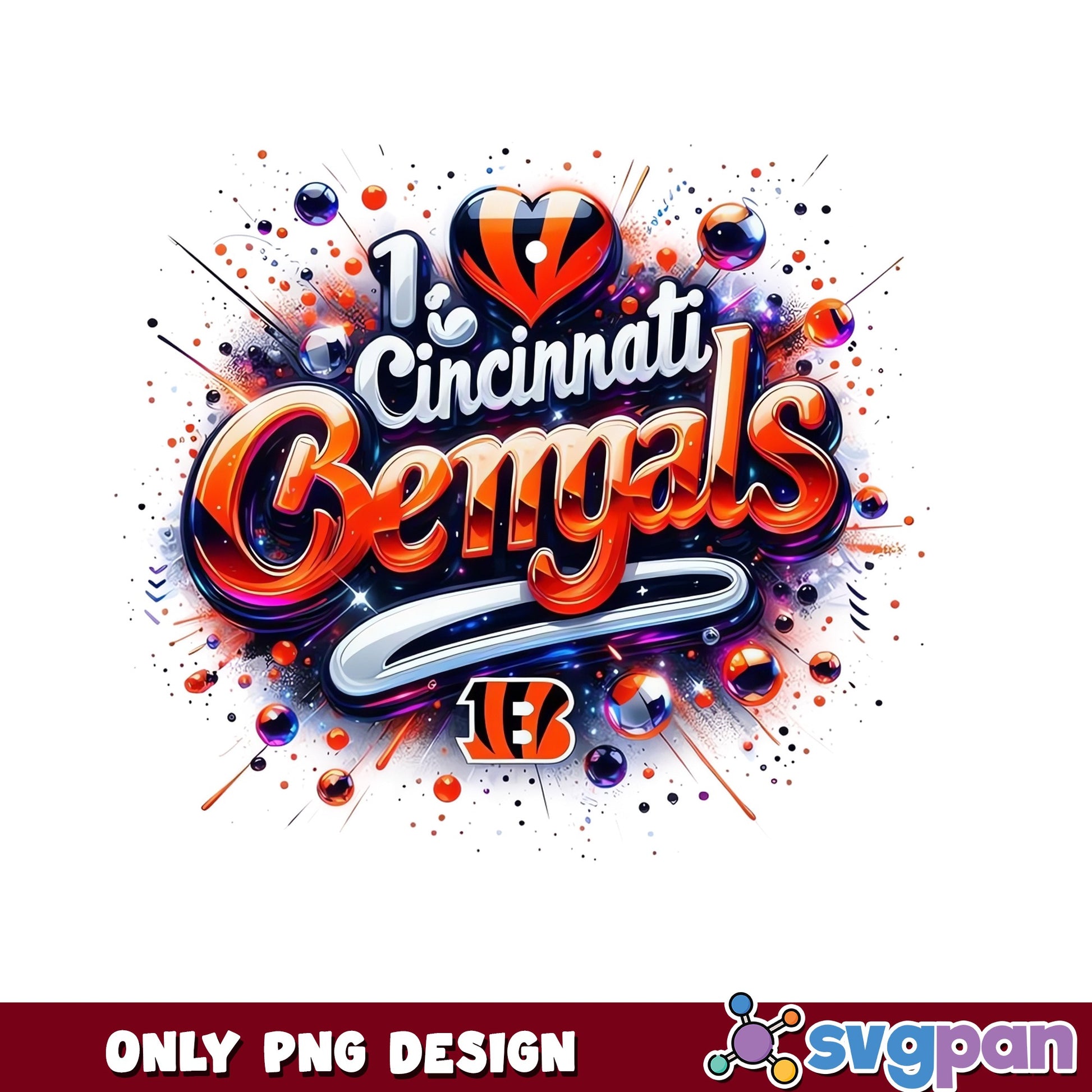 I Love Cincinnati Bengals PNG, NFL Football PNG, Bengals Fan PNG