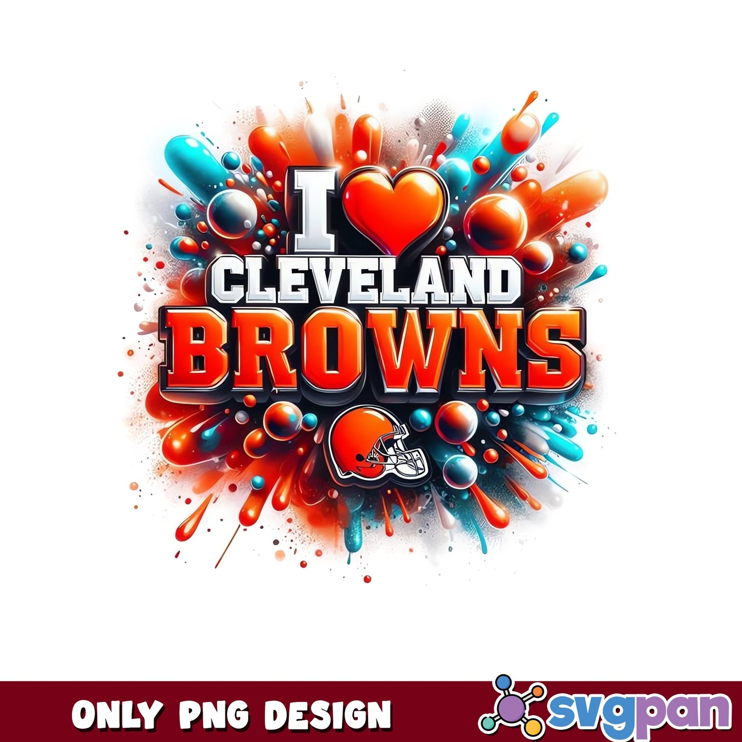 I Love Cleveland Browns PNG, NFL Football Fan PNG, Browns PNG