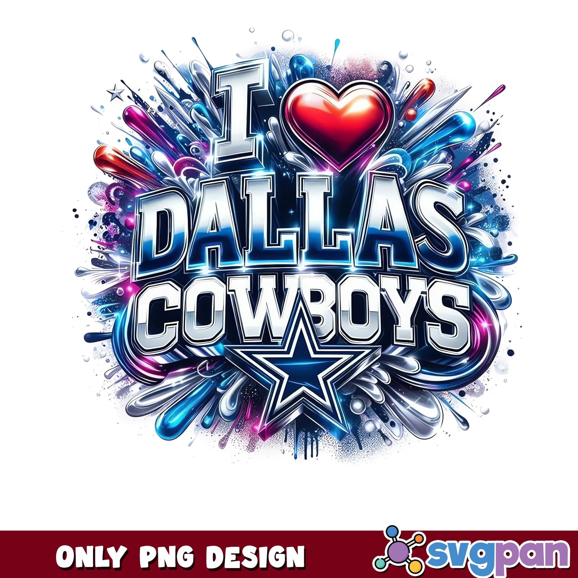I Love Dallas Cowboys PNG, Cowboys Football Fan PNG, NFL Team PNG