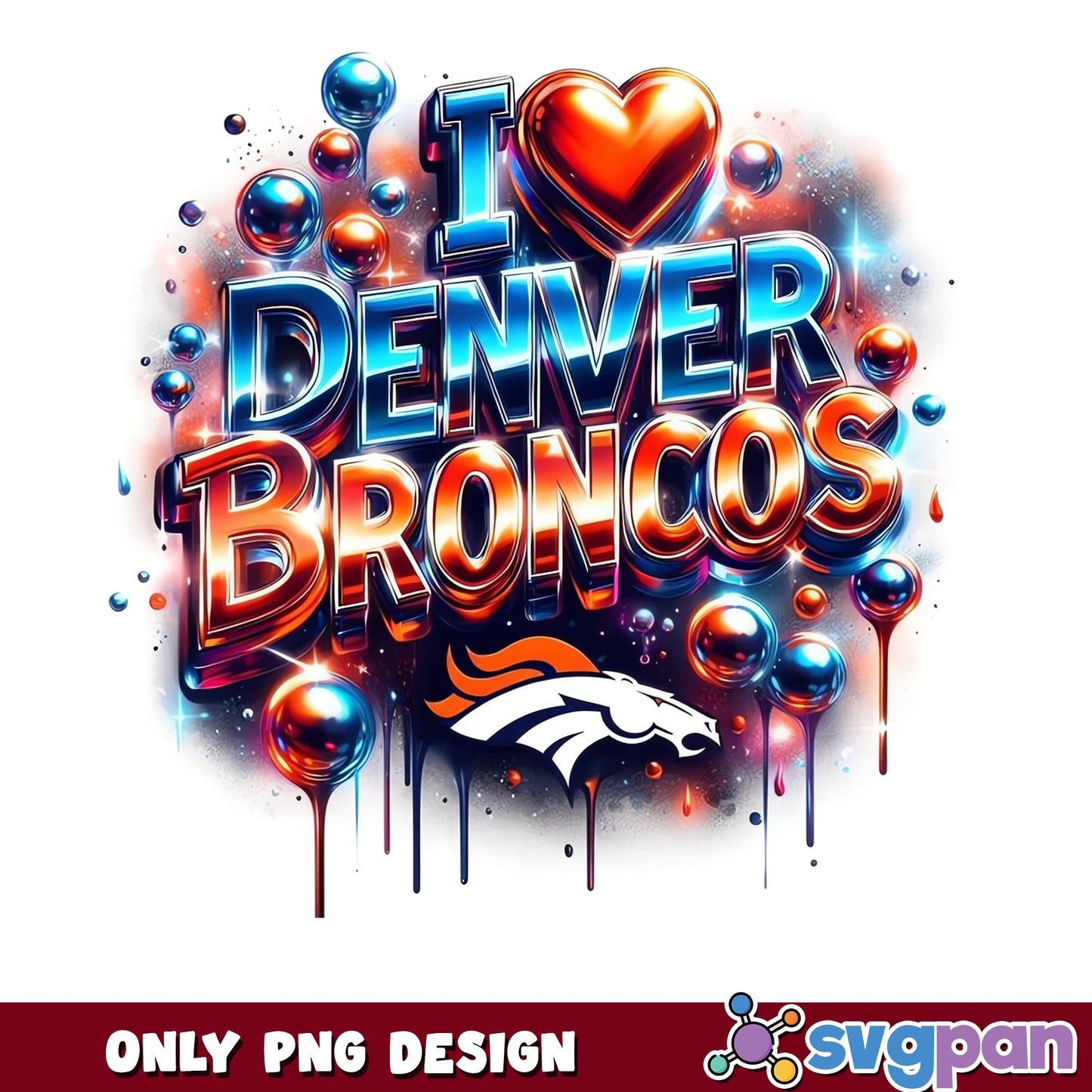 I Love Denver Broncos PNG, Broncos Football Fan PNG, NFL PNG
