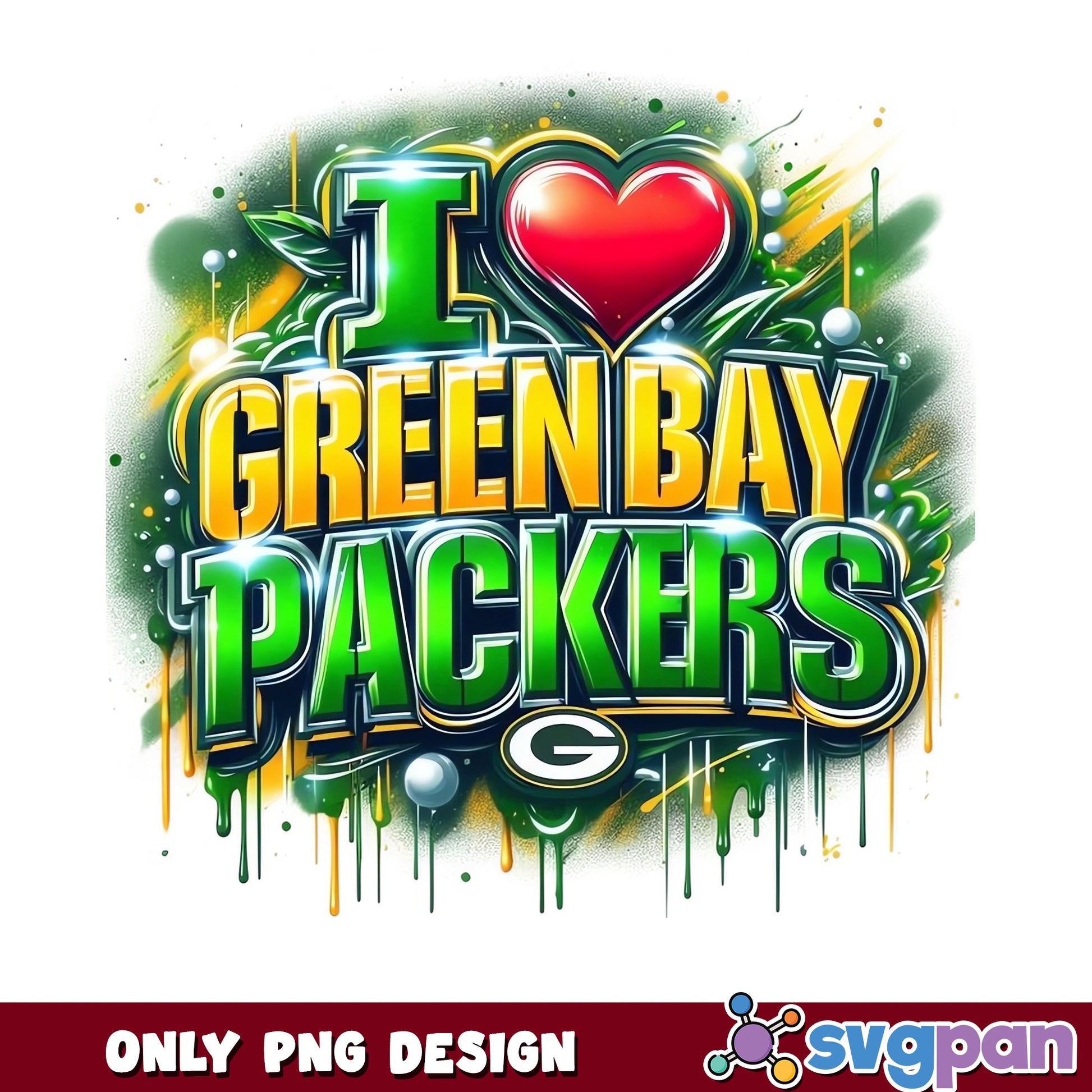 I Love Green Bay Packers PNG, NFL Football Fan PNG, Packers PNG