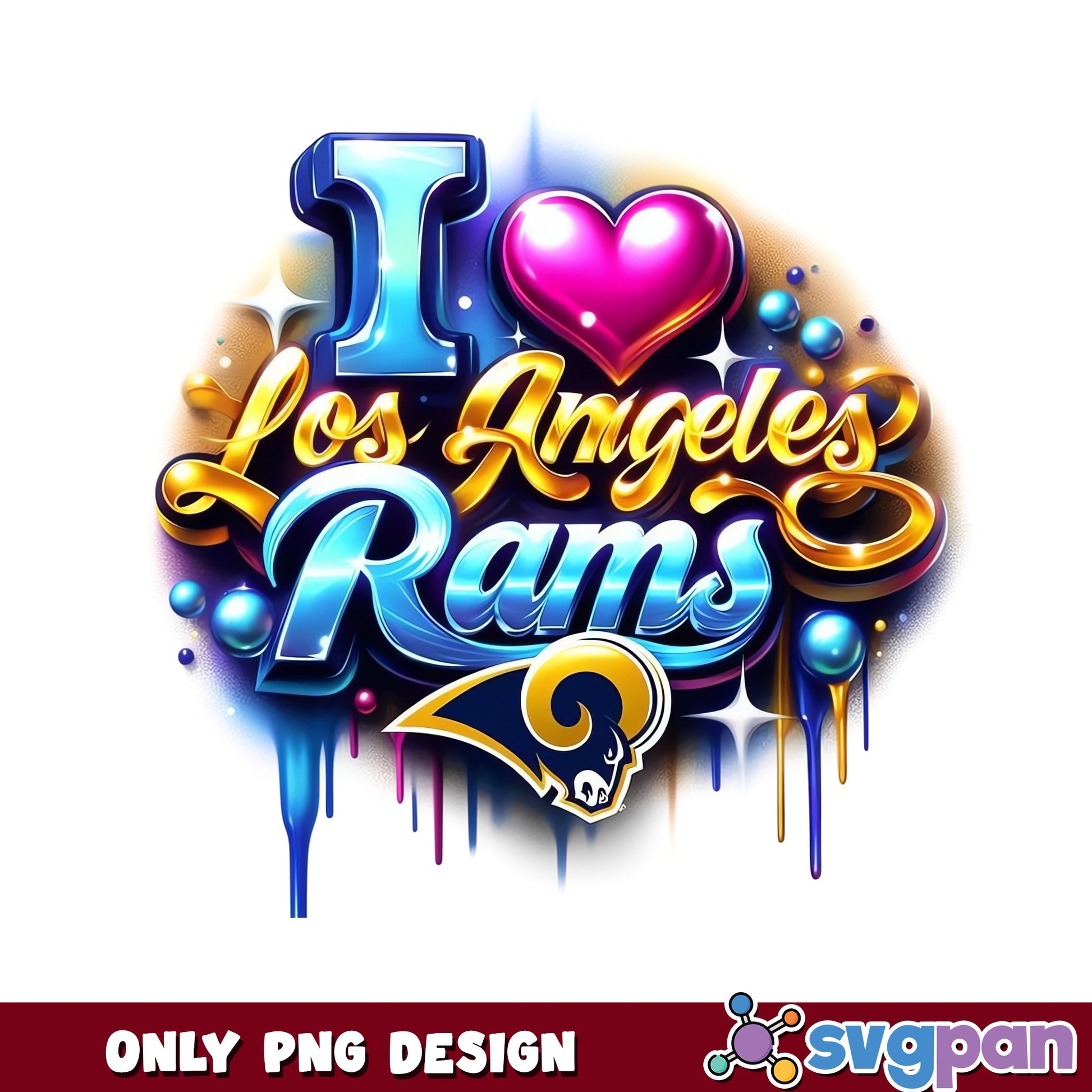 I Love Los Angeles Rams PNG, NFL Football Fan PNG, Rams PNG