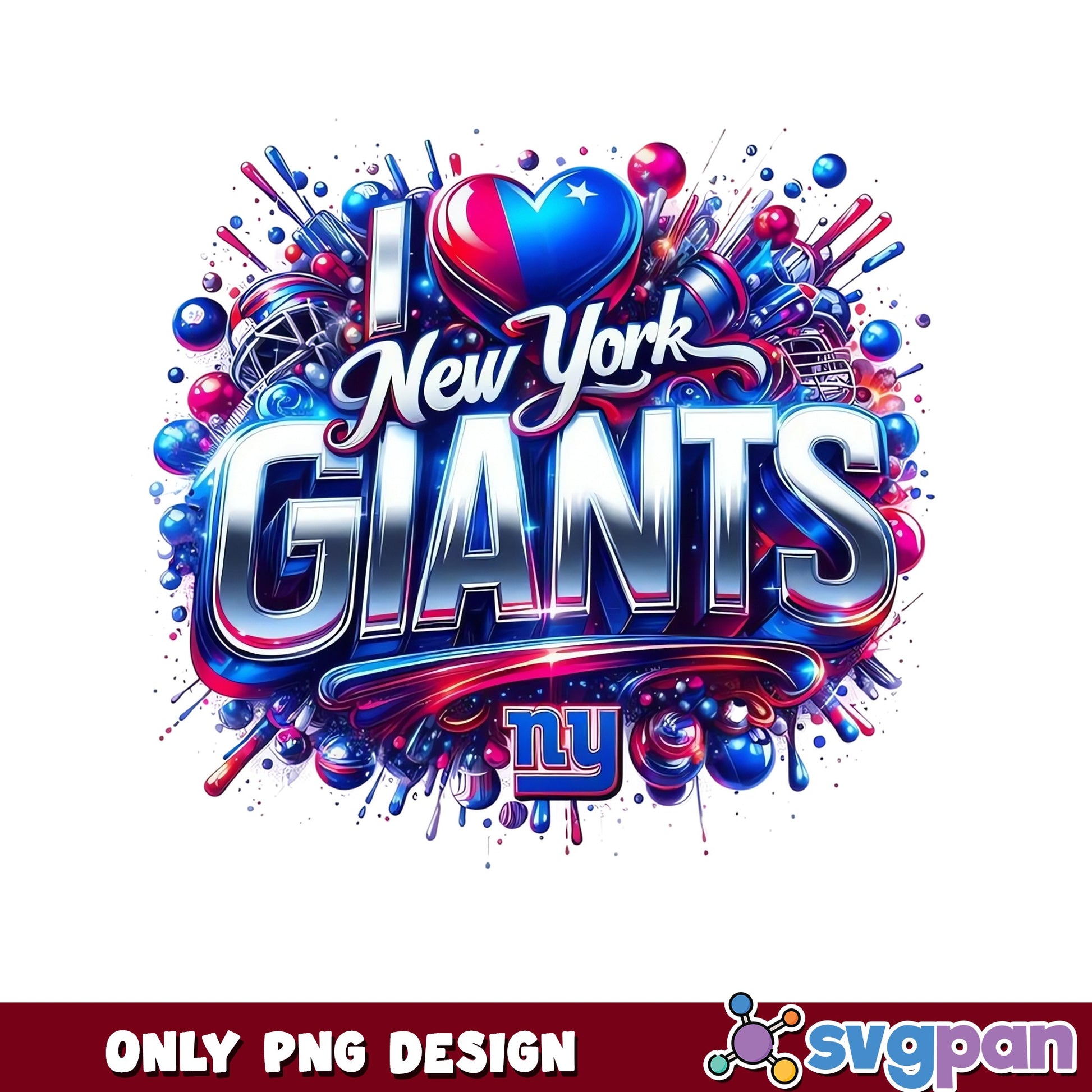 I Love New York Giants PNG, NY Giants Football PNG, NFL Team PNG