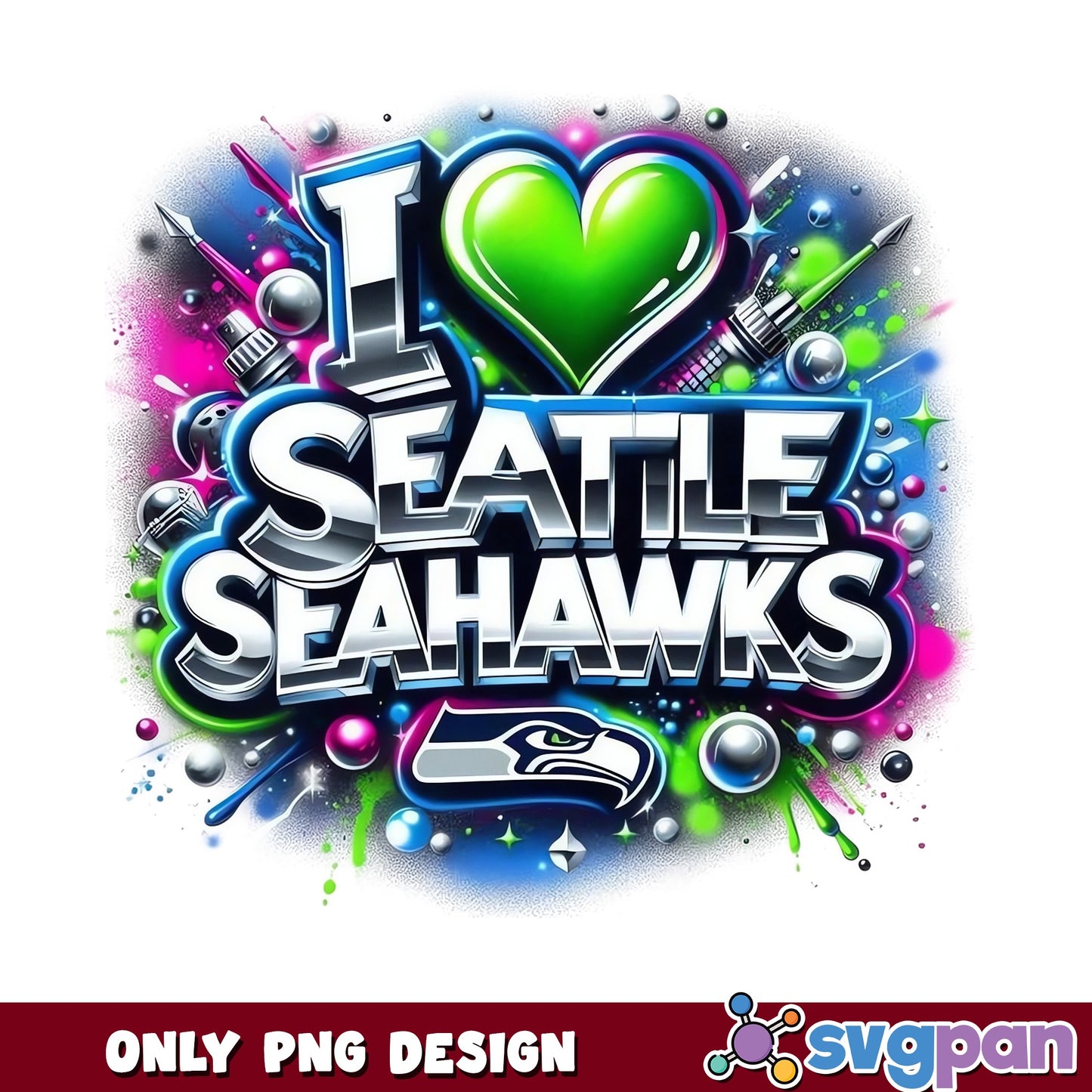 I Love Seattle Seahawks PNG, NFL Football Fan Shirt, PNG
