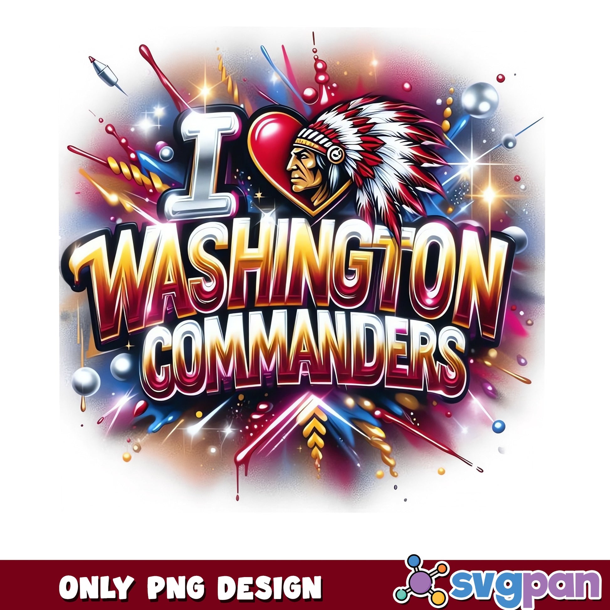 I Love Washington Commanders PNG, NFL Football Fan Shirt, PNG