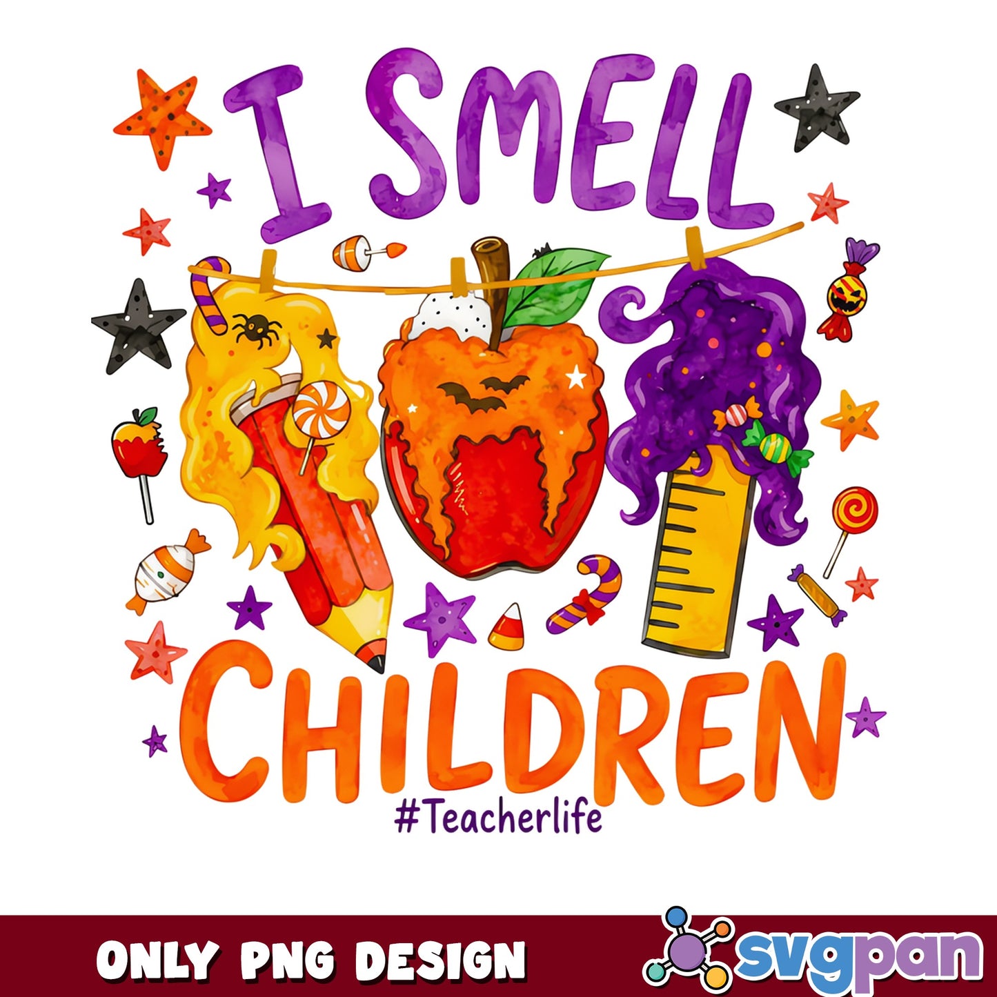 I Smell Children Teacher Life Halloween PNG, Teacher PNG, Halloween PNG