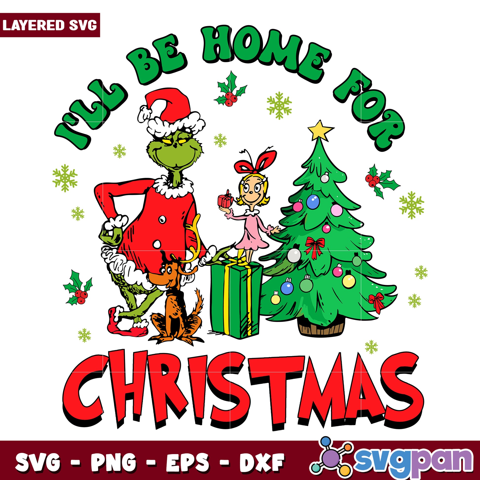 I'll be home for christmas svg, disney charatcers svg, christmas cartoon​ svg