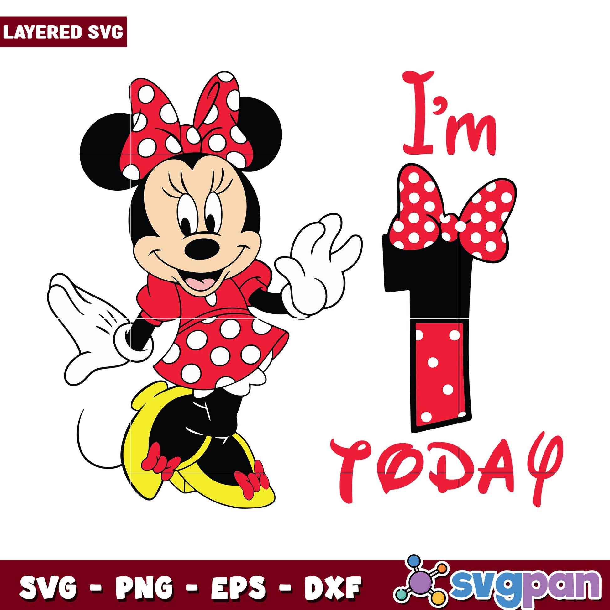 I'm 1st Today Minnie Mouse svg, Disney characters svg, Digital Download
