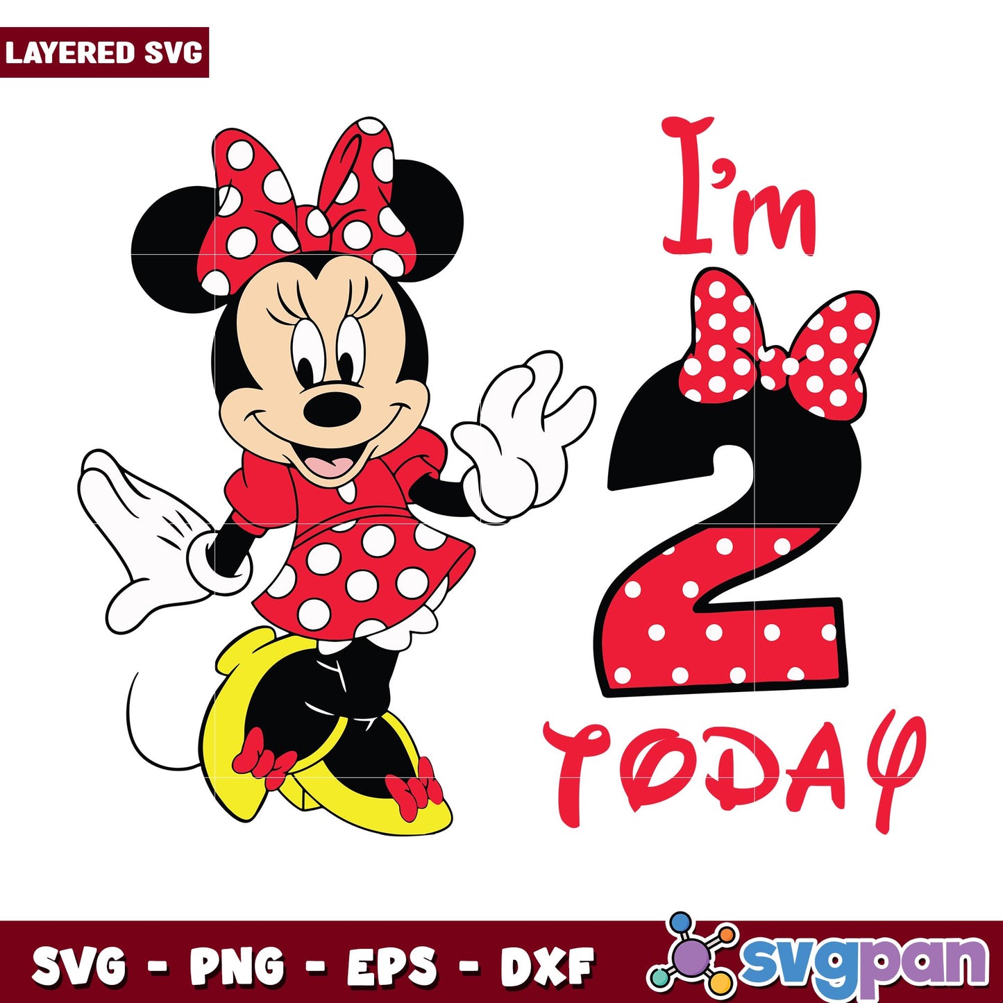 I'm 2nd Today Minnie Mouse svg, Disney characters svg, Digital Download