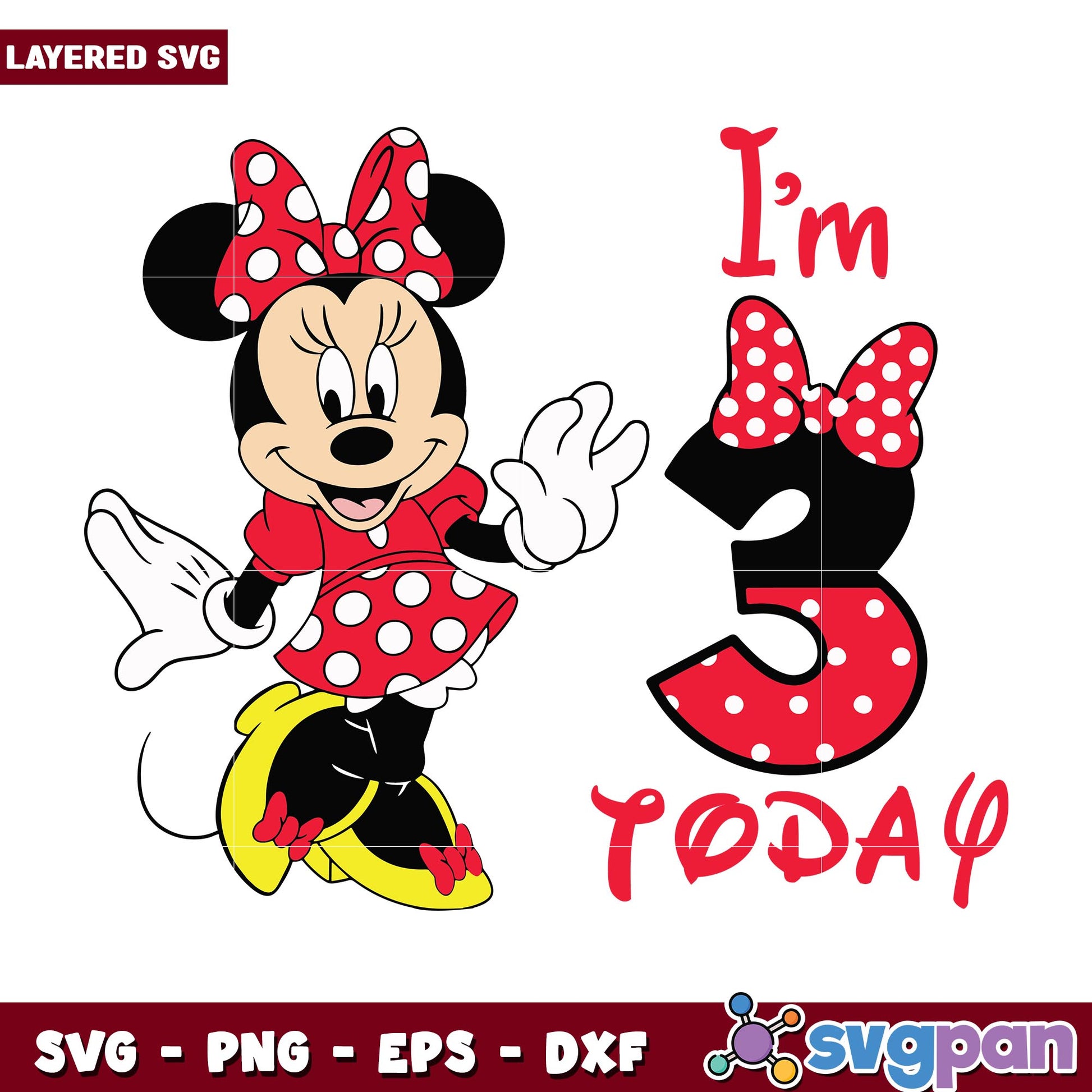I'm 3rd Today Minnie Mouse svg, Disney characters svg, Digital Download