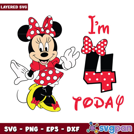 I'm 4th Today Minnie Mouse svg, Disney characters svg, Digital Download 
