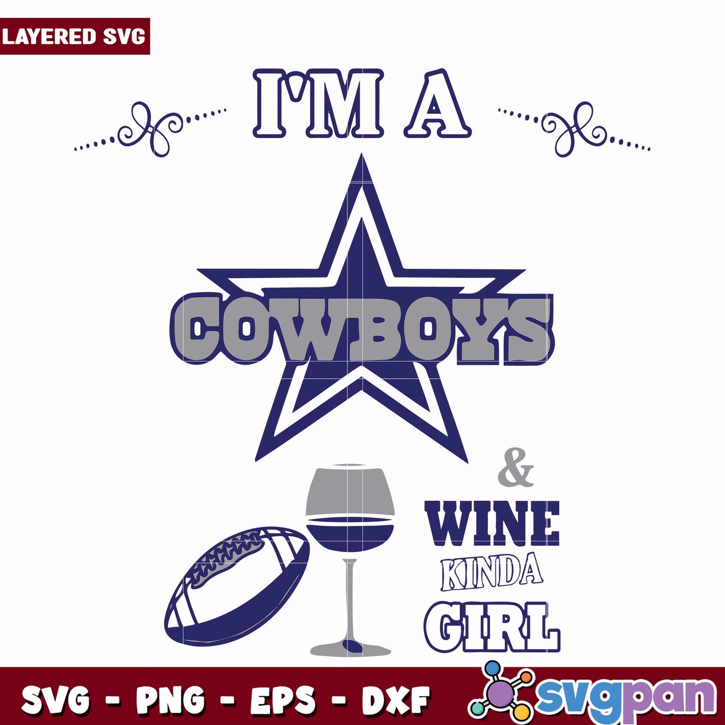 I'm a Cowboys & wine kinda girl creative design svg, nfl schedule svg, nfl cowboys svg