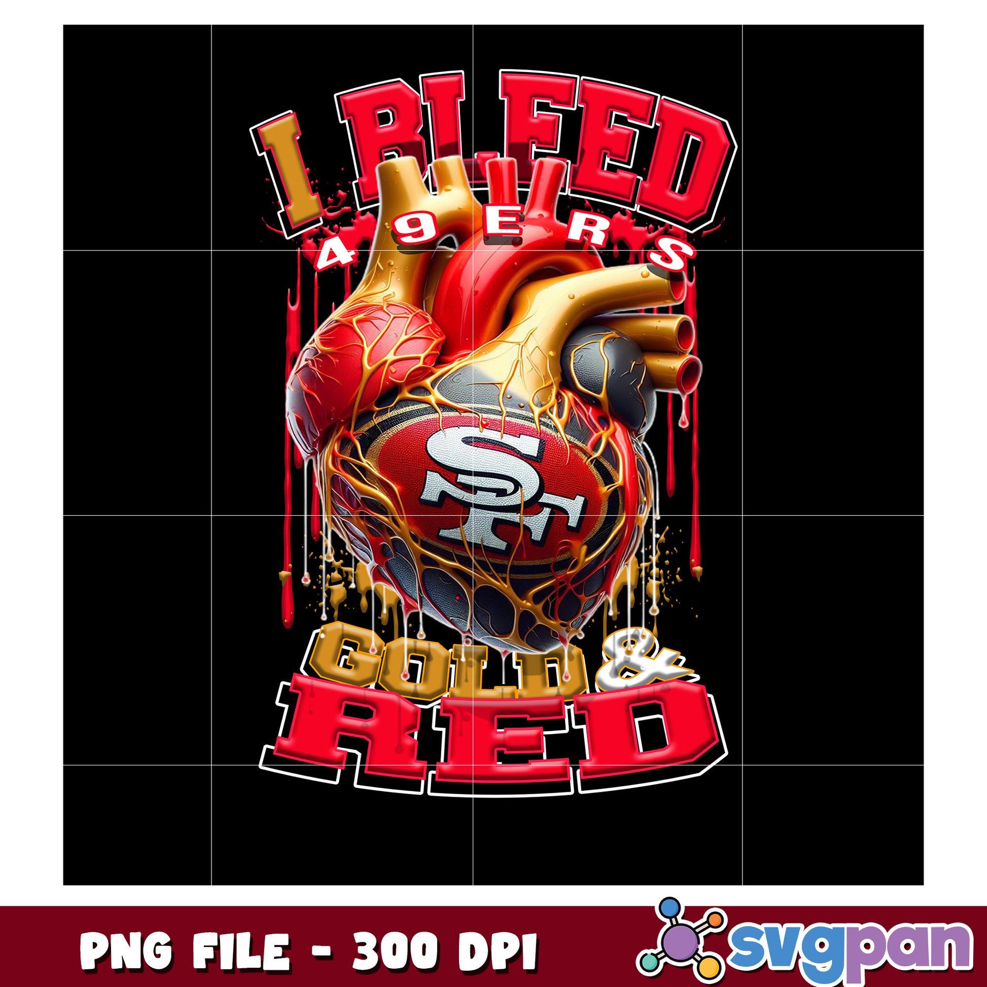 I bleed 49ers gold and red png, nft teams 2025 png, nfl games today png