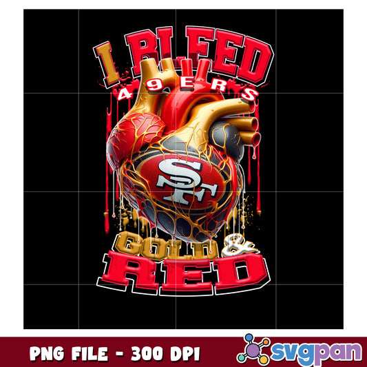 I bleed 49ers gold and red png, nft teams 2025 png, nfl games today png