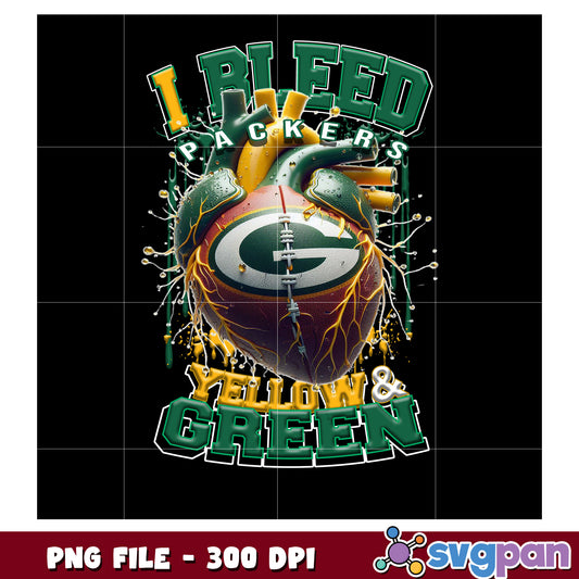 I bleed packers yellow and green png, nft teams 2025 png, nfl games today png
