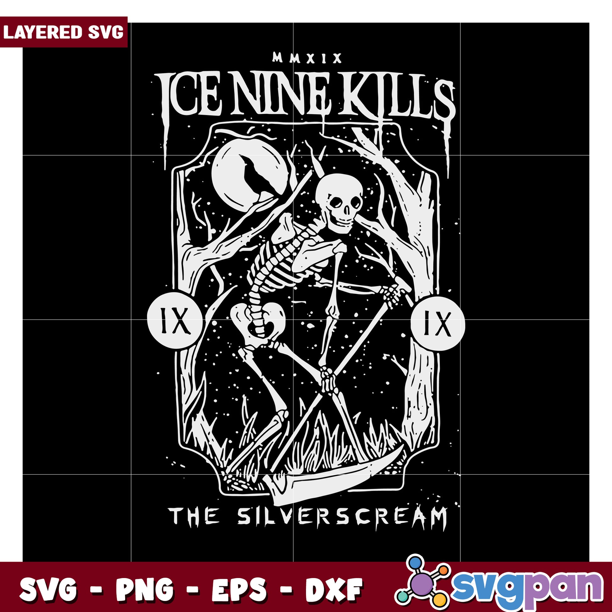 Ice Nine Kills The Silverscream layered SVG design for crafts, perfect for Halloween projects and fan art creations