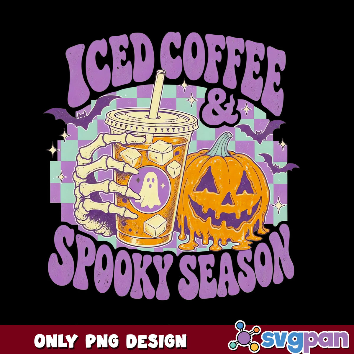 Iced Coffee And Spooky Season PNG, Halloween PNG, Pumpkin PNG