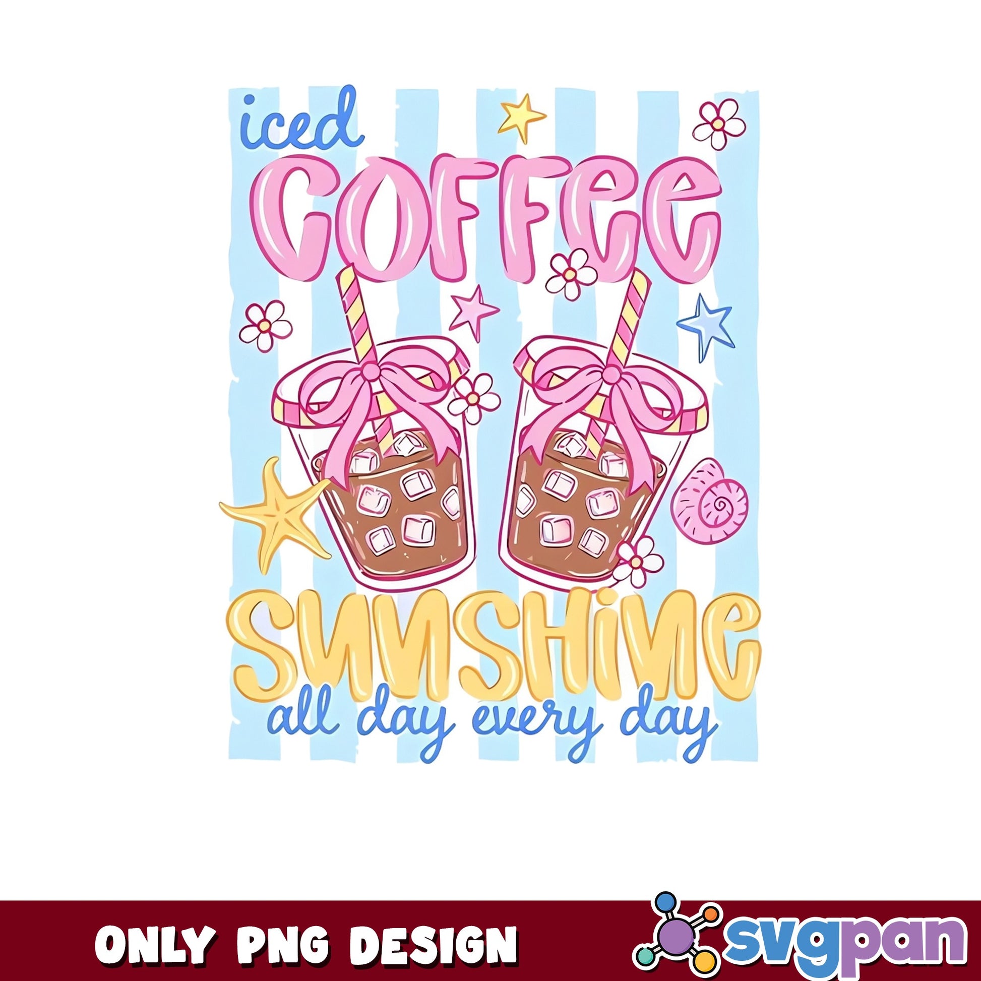 Iced Coffee Sunshine PNG, Summer Vibes PNG, Coffee Lover PNG