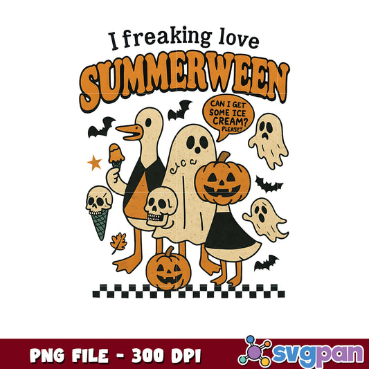 I freaking love summerween png, happy halloween png, halloween goose png