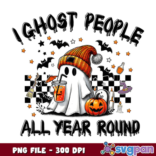 I ghost people all year round png, halloween pumpkin​​ png, halloween​ songs png