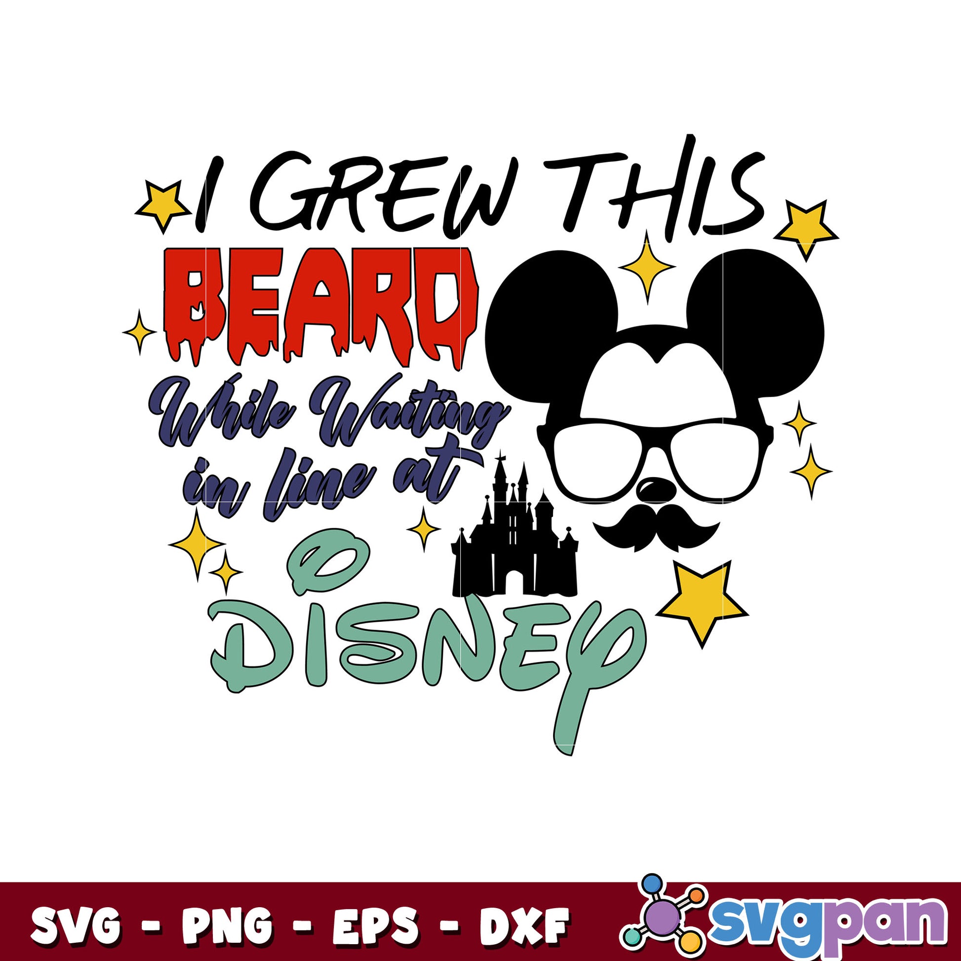 I grew this beard disney mickey svg, mickey mouse face​ svg