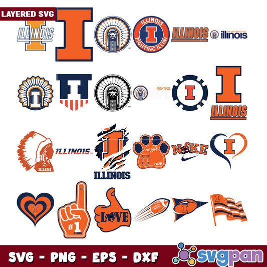 Illinois Fighting Illini SVG Bundle