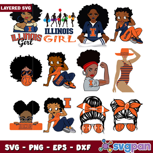 Illinois Girl SVG Bundle Layered Designs
