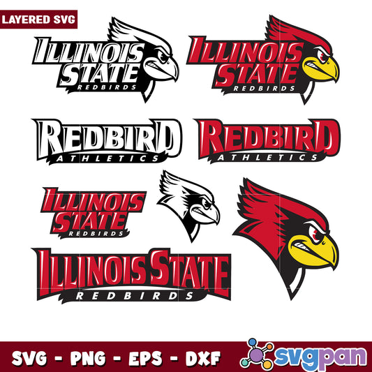 Illinois State Redbirds SVG Bundle Layered Graphics