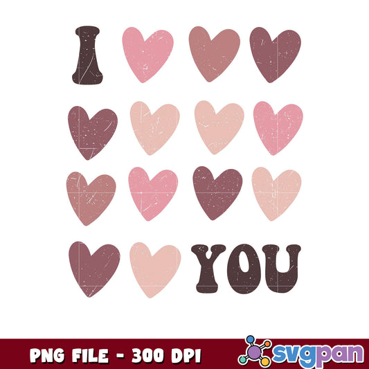 I love you heart pattern design, perfect for crafts projects