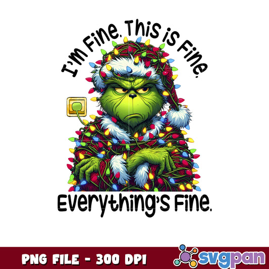 Im fine this is fine png, grinch head png, grinch smile ​png